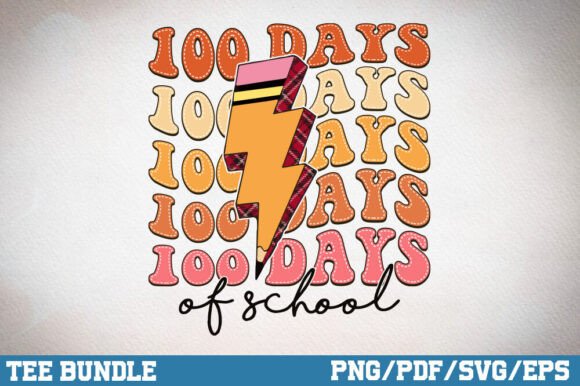 100 Days of School Pencil Groovy Design