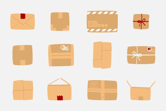 Brown Parcels, Boxes and Containers Graphics