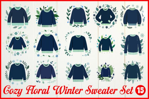 Cozy Floral Winter Sweater Set Graphics