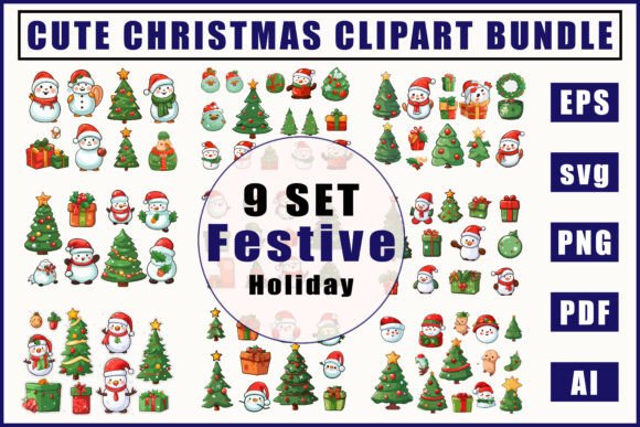 Cute Christmas Clipart Bundle Set: Graphics & Crafts for Holiday Branding