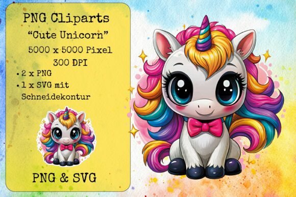 Cute Unicorn 2: Graphics for Crafts & Small Business Branding