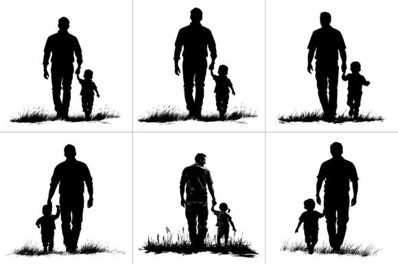 Dad Son Silhouette Clipart Graphics and Crafts