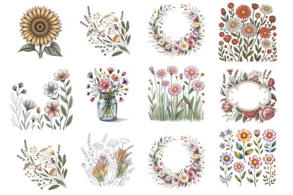 Floral Quote PNG Bundle Vintage Wildfl: Graphics for Crafts