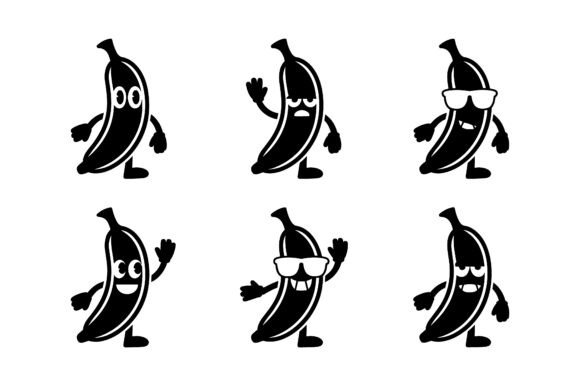 Kawaii Banana Character Emoji Set EPS