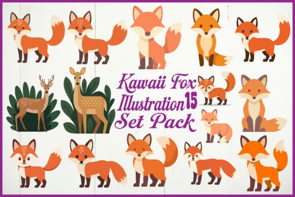 Kawaii Fox Illustration Graphics