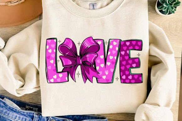 LOVE Coquette Bow Sublimation PNG Graphics and Crafts