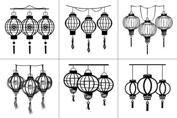 Lunar New Year Lanterns Vector Graphic