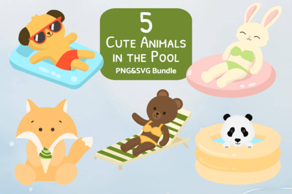 Poolside Animal Fun: Graphics for Summer Crafts