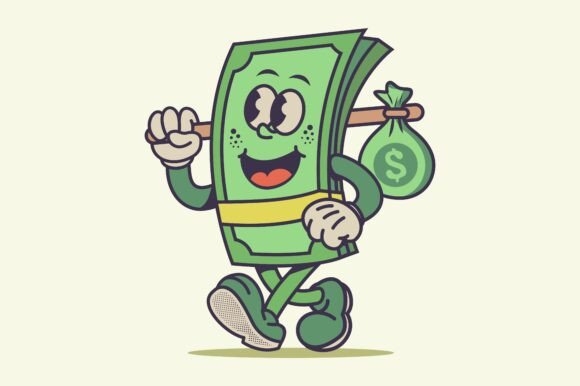 Retro Money Mascot Cartoon Svg Design Graphics