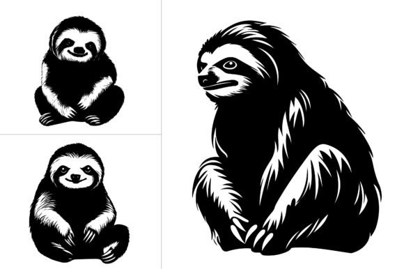 Sloth Silhouette Vector for Crafts and Graphics
