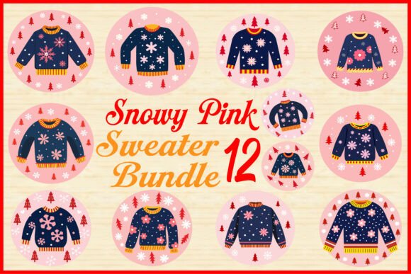 Snowy Pink Sweater Bundle: Graphics for Cozy Crafts