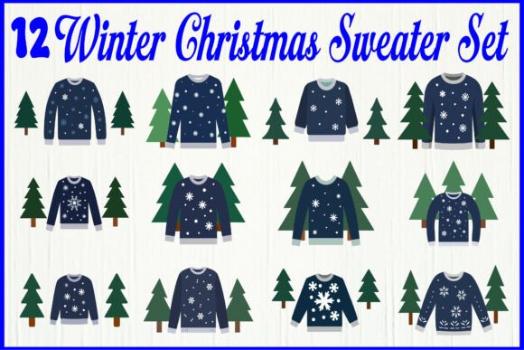 Winter Christmas Sweater Set Graphics for Crafts