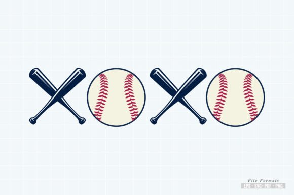 XOXO, Crossed Baseball Bats and Baseball